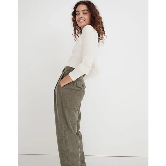Madewell Corduroy High Rise Tapered Pants Distant Surplus Green Women's Size 6 - Picture 9 of 15